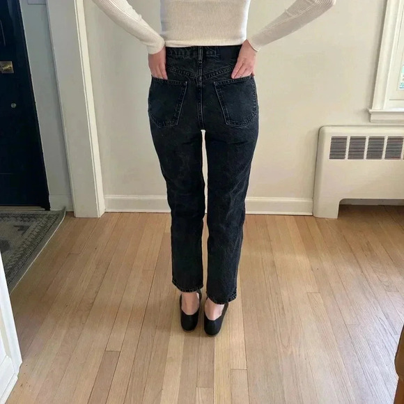 ZARA High Waist washed black straight leg ankle jeans size 4/ 26 Abercrombie - Picture 2 of 9